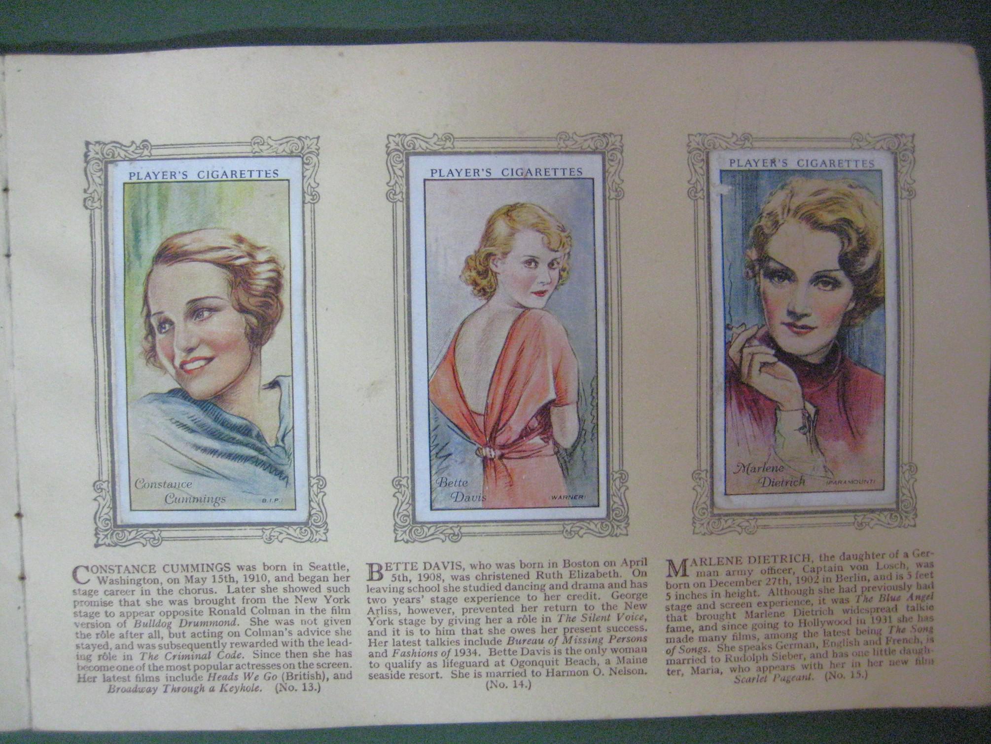 cigarette cards film stars Film Stars, 1934 | Players Cigarette Cards | 50 Cards, Original Album | Film  Star Cigarette Cards