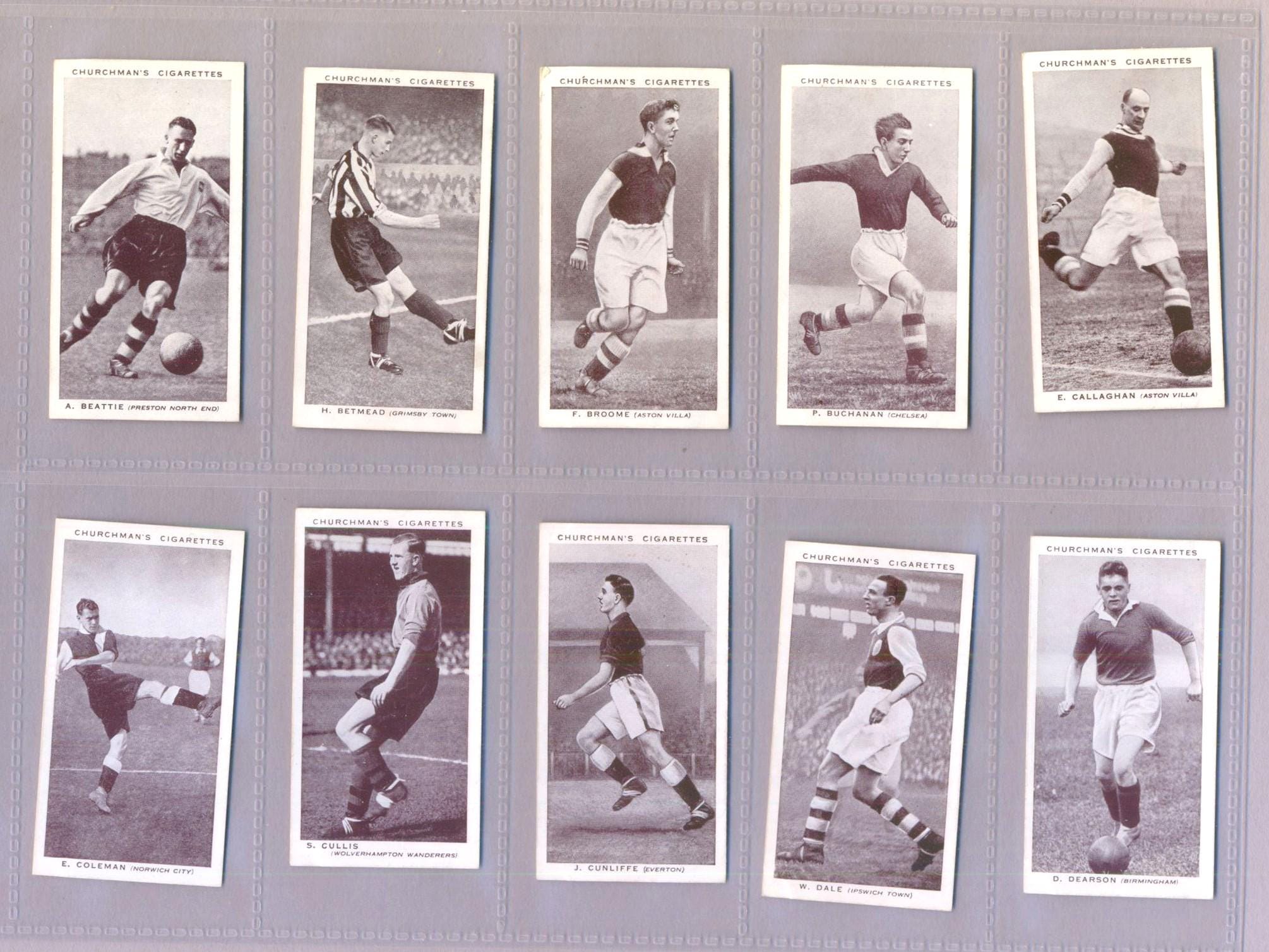 churchman's cigarette cards Association Footballers | 1938 Churchman's Cigarette Cards | 50 Original  Cards | 1930's Football Players