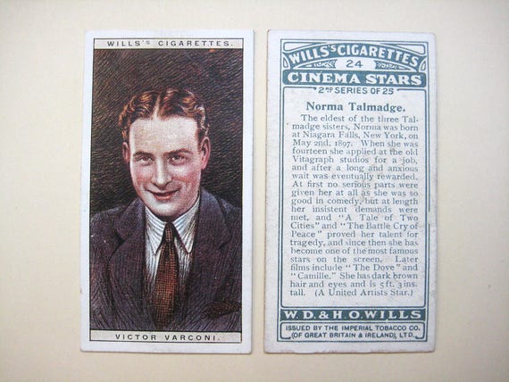 Cinema Stars | 2nd Series | 1928 Wills Cigarette Cards | Set 25 Cards |  1920's Actors, Actresses