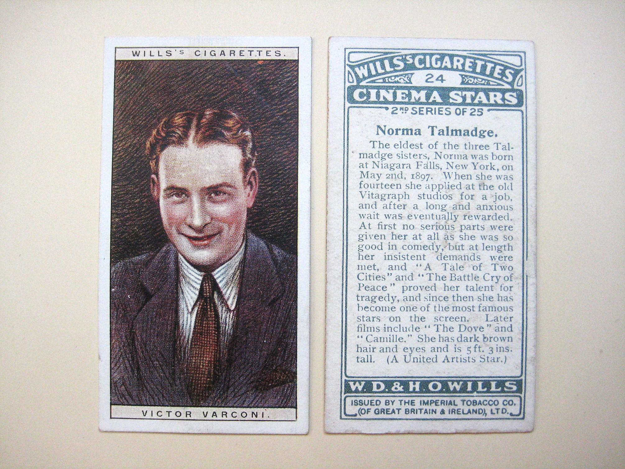 Cinema Stars | 2nd Series | 1928 Wills Cigarette Cards | Set 25 Cards |  1920's Actors, Actresses