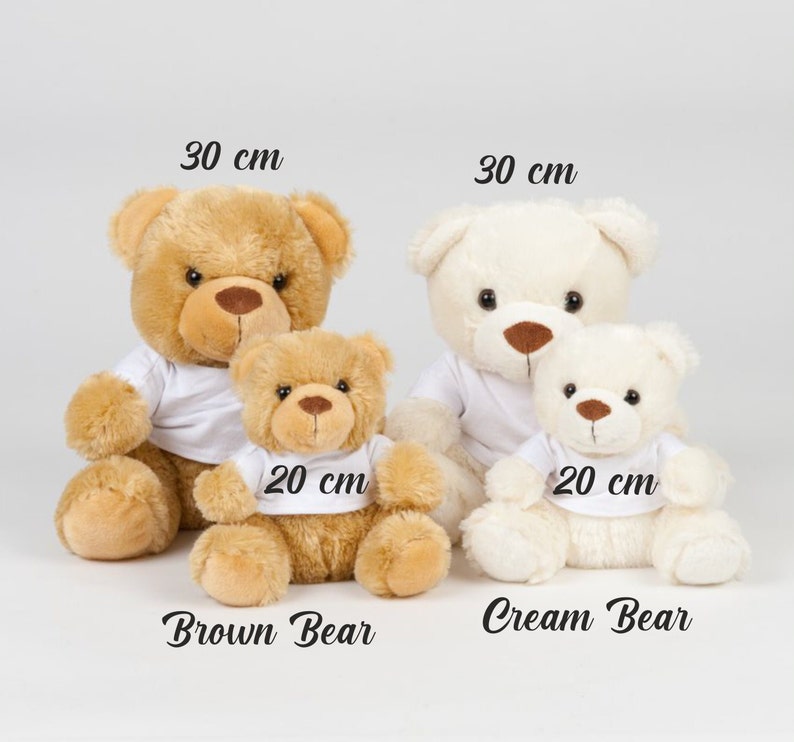 Ours en peluche personnalisé Imprimé avec message personnel Ours imprimés en peluche de petite taille et de taille moyenne Image de texte imprimée ou logo image 3