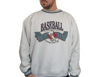 Vintage 90er Jahre Baseball Hall Of Fame Cooperstown New York Sweatshirt Größe Groß XL MLB Double Face Fleece Dodgers Shohei Ohtani Crewneck