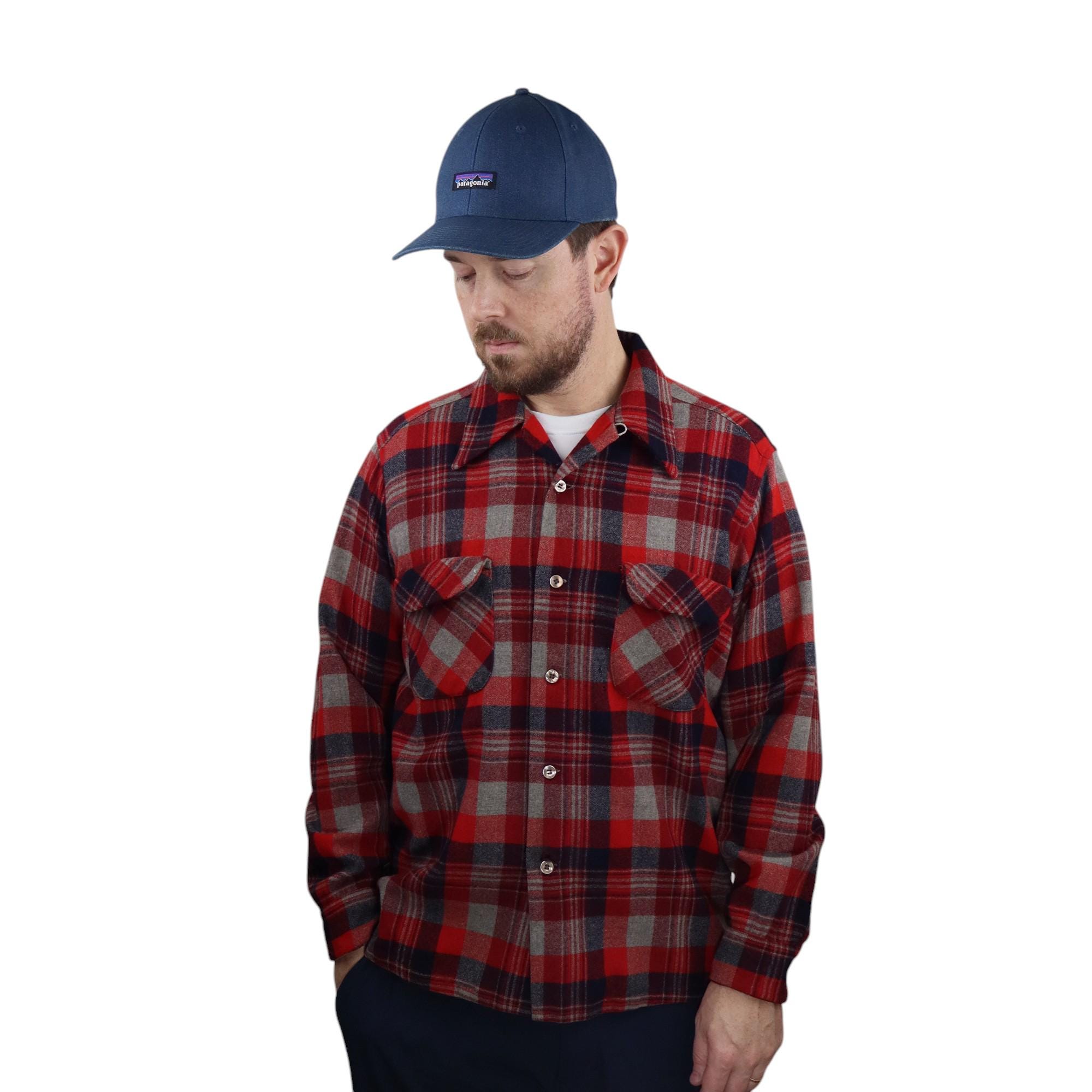 Vintage 70s Pendleton Ombre Shadow Plaid Wool Loop Collar