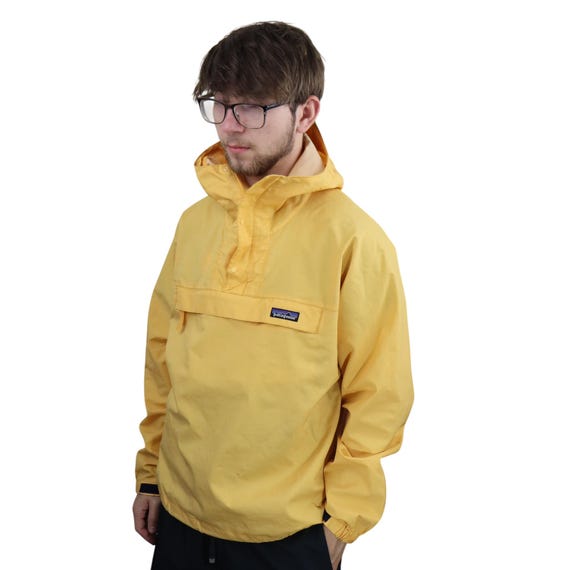 Vintage 90s Patagonia Yellow Hooded Pullover Anorak Windbreaker