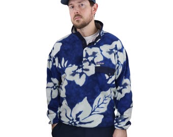 Vintage Patagonia Synchilla Hawaiian Hibiscus Snap-t Fleece