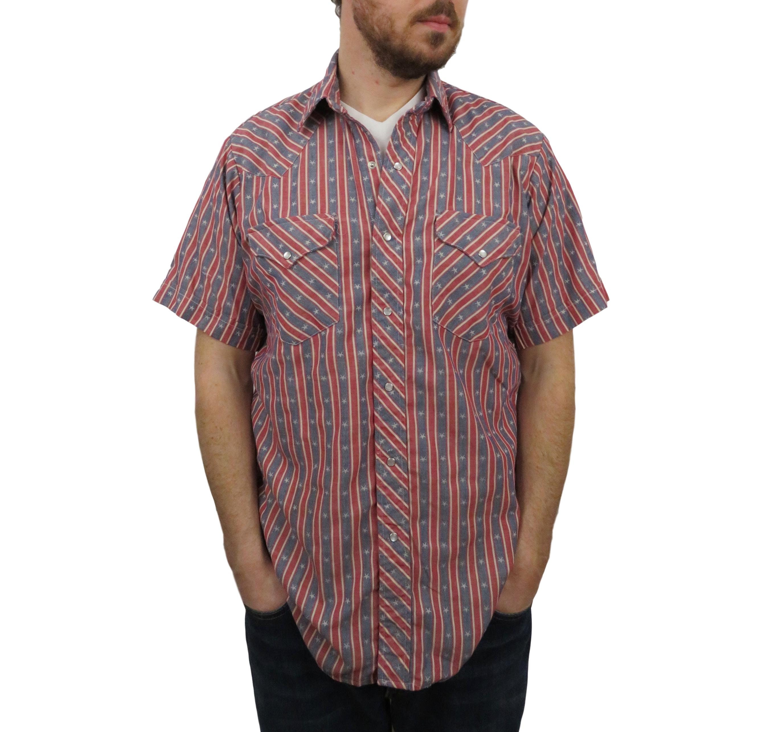 Vintage Ruddock Mens STARS STRIPES Western Shirt 15.5 Medium Etsy