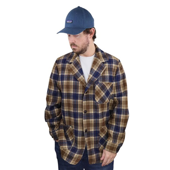 Vintage 70s 80s Pendleton Made in USA Virgin Wool Shadow Plaid 49 