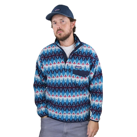 Patagonia Forest Carpet Aztec Tribal Synchilla Fleece Snap T