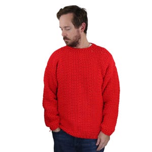 Vintage 80s 90s Handmade Hand Knit Heavyweight Chunky Crochet Fisherman Grandpa Dad Crewneck Sweater Size Large Mens Womens Pullover Baggy