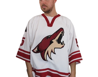 Vintage 90er Jahre Y2K Phoenix Arizona Coyotes NHL Hockey Jersey Herren XL 2XL Maska Air Knit Authentisch Gestickter Pullover Weiß