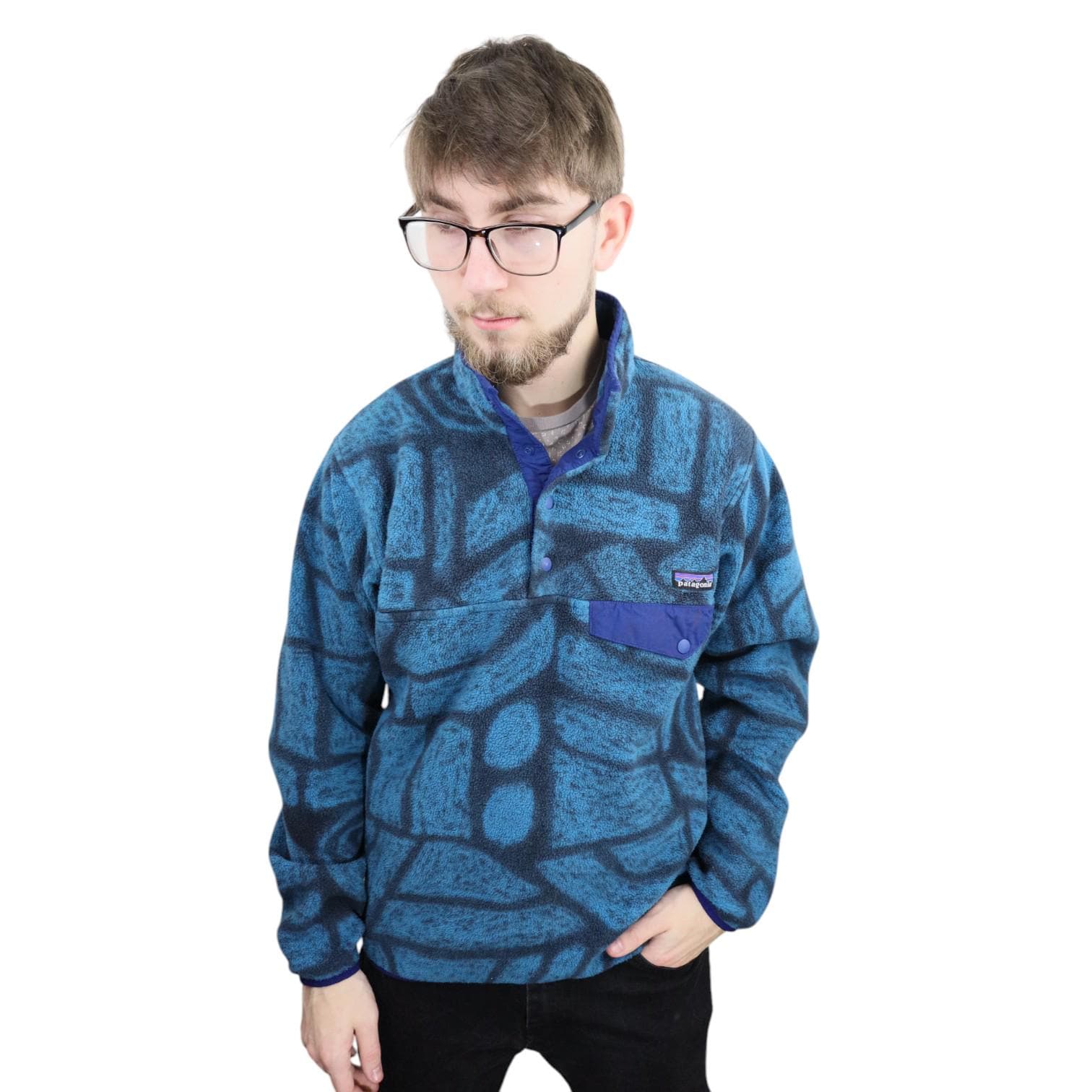 Vintage Y2K Patagonia Rare Aztec Tribal Geo Stone Shale Synchilla