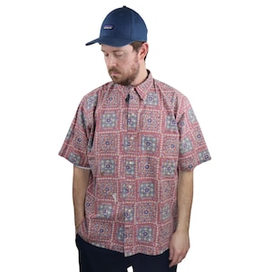 Vintage 80s 90s Reyn Spooner Commemorative Malihini Kloth Floral Button Down Hawaiian Shirt Mens XL Red Aloha Made In Hawaii USA Camp Relax