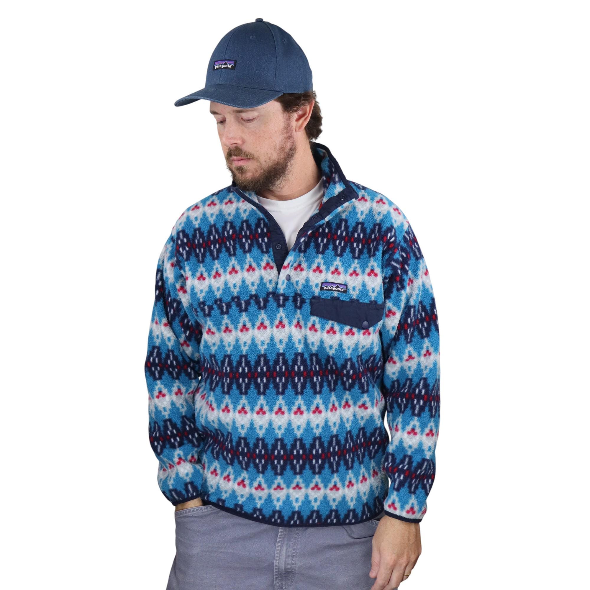 Patagonia Forest Carpet Aztec Tribal Synchilla Fleece Snap T