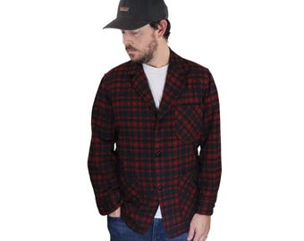 Vintage 70s Made in USA Pendleton Heavyweight Wool Field Mackinaw