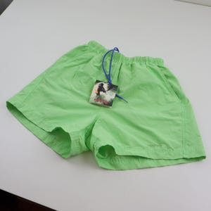 NWT Deadstock Vintage 1991 Patagonia Nylon Baggies 4&quot; Swim Suit Trunks Shorts Womens 10 S/M Mens S/M 28 30 32 Unlined Neon Green Retro 90s