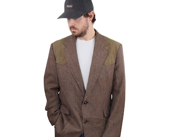 Vintage des années 70 Made In USA Pendleton Western laine tweed blazer épais Mackinaw Cruiser veste manteau homme taille 44 coudières longues marron