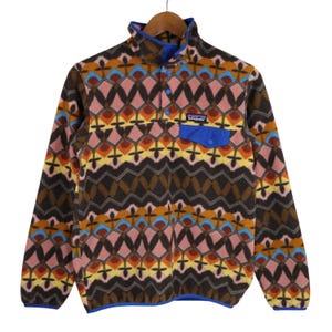 Patagonia Aztec Synchilla Fleece Snap T Pullover Jacket Womens XS Champions Big Anthos Tribal