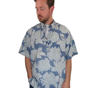 Vintage 90s Reyn Spooner Floral Hibiscus Reverse Print Popover Button Hawaiian Camp Shirt Mens 2XL Relax Aloha Tropical Short Sleeve Flower