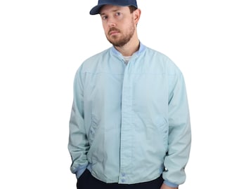 Vintage 70s 80s Catalina Harrington Canvas Bi Swing Bomber Jacket Mens 46 Large Baby Blue Cotton Barracuda Full Zip Baracuta Made In USA