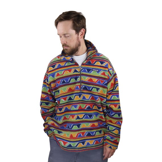 Vintage 90s Made in USA Patagonia Marsupial Delta Aztec Synchilla