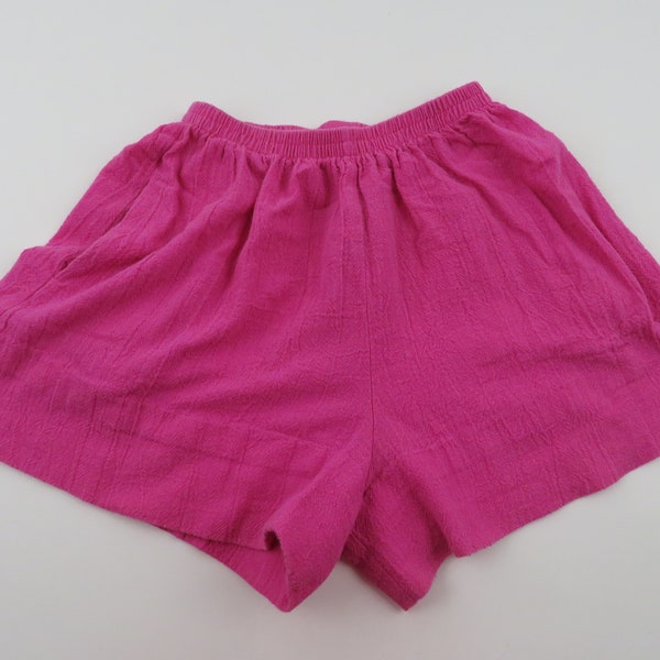 Vintage 90s Toni Petite Womens 3 Inch Inseam Textured Hot Pants Pink Sweat Short Shorts Size Small | Made In USA |Above Knee | Running Union