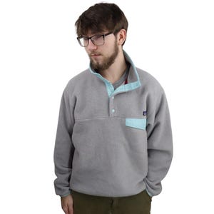 Vintage Y2K Patagonia Synchilla Fleece Snap T Rare Pastel Pullover Jacket Mens Small Medium Unisex Womens Blue Gray Sweatshirt Retro 90s