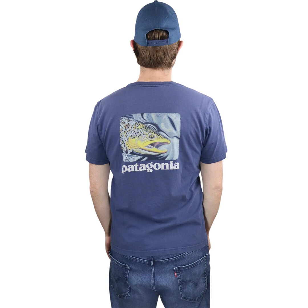 トップス 00's PATAGONIA AC PRINT SHIRTS TROUT Vtg Patagonia World Trout Ad Maddox Art Graphic T Shirt Mens