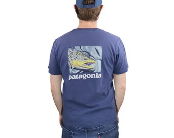 Vtg Patagonia World Trout Ad Maddox Art Graphic T Shirt Mens