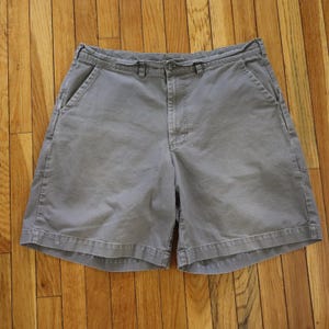 Vintage Patagonia 9&quot; Inseam Long Stand Up Hiking Shorts Mens 37 38 Garment Dyed Gray Work Outdoors| Below Knee Cotton Canvas Denim Y2K 90s