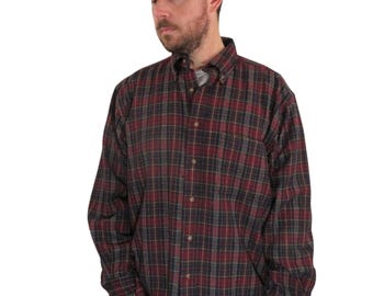 DRY CLEANED Vintage Pendleton Made In USA 100% Virgin Wool Flannel Plaid Board Shirt Mens Large Red Green Long Sleeve Button Down Up Hunting