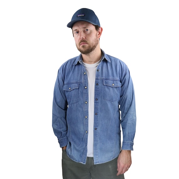 Vintage 90s Patagonia Denim Long Sleeve Pearl Snap Western Shirt