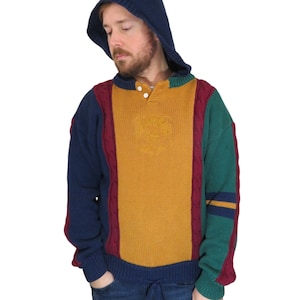 Vintage 80s 90s Eddie Bauer Sport Shop Heavyweight Cable Knit 3d Textured Hooded Sweater Mens Medium Hip Hop Hoody Coogi Style Biggie Cosby