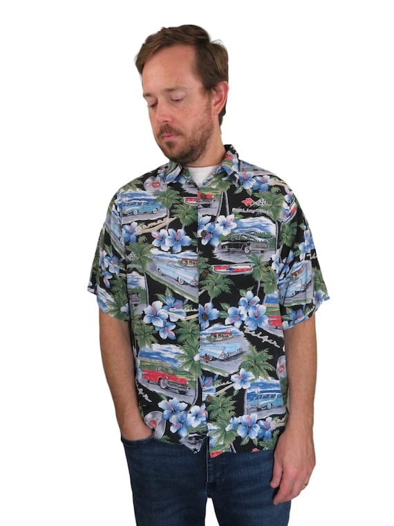 Reyn Spooner Men's Casual Button-Down Shirt Medium Rayon Surfboards REYN SPOONER RAYON SHIRT USA 80s 90s