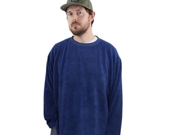 Vintage Patagonia Rhythmus Plüsch Synchilla Fleece Rundhals Sweatshirt Herren Large XL Blau