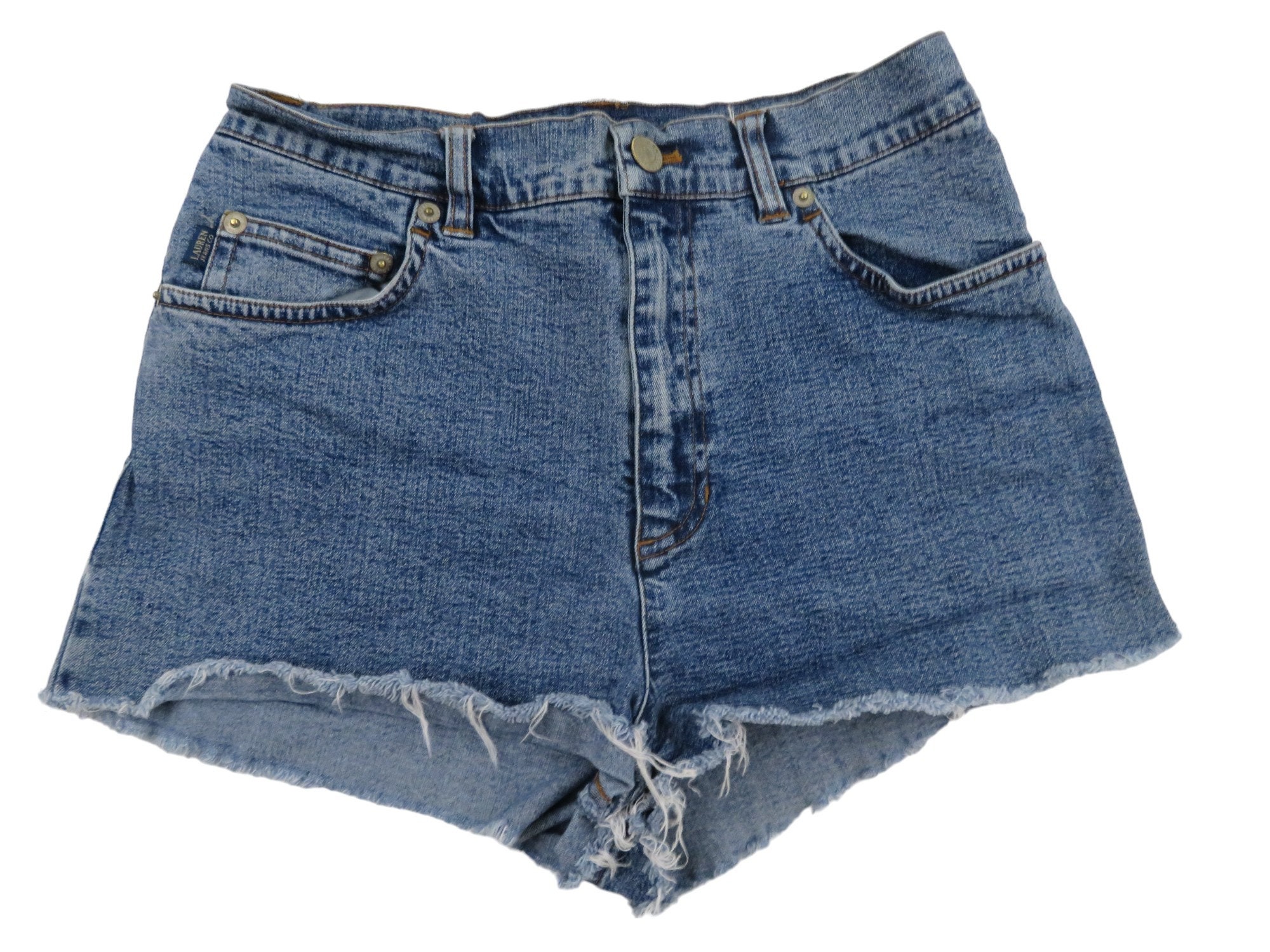 Vintage 90s Ralph Lauren Jeans Cut-off Raw Hem Skater Blue