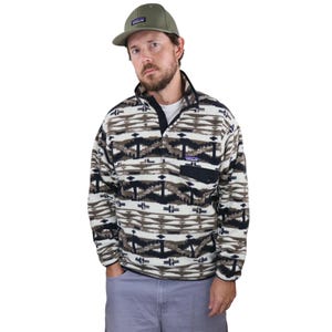 Vintage Patagonia Shepherds Knit Aztec Tribal Geo Southwestern Synchilla Fleece Snap-T Pullover Fall Jacket Mens Medium Sweater Sweatshirt