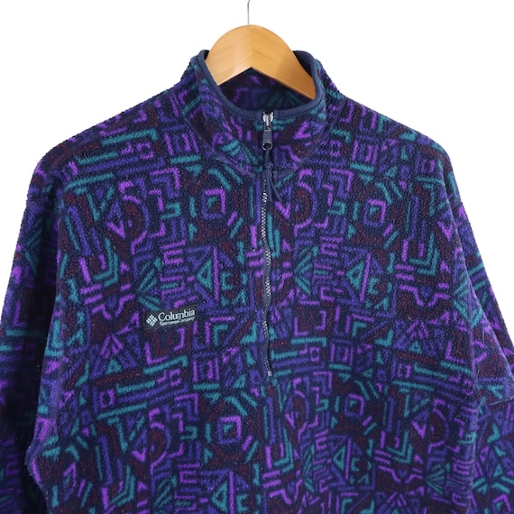 Vintage 90s Columbia Aztec Tribal Southwestern Fleece Pullover