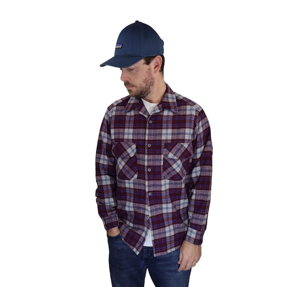 Vintage 70s 80s Pendleton Made in USA 100% Wool Flannel Shadow  