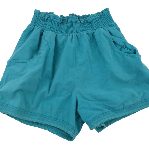 Vintage 70s 80s 90s Womens Ruffle Beautiful Detailing Sweat Shorts Size Medium 9/10 | Made In USA |Above Knee | Running Hipster Y2K Teal