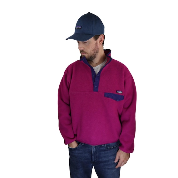 Vintage 90s Patagonia Synchilla Fleece Snap T Hot Pink Vintage 90s Patagonia Synchilla Fleece Snap T Hot Pink