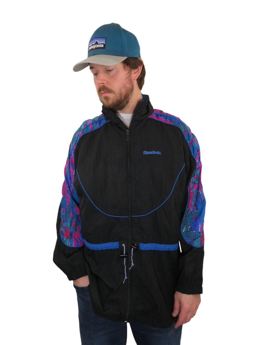 ジャケット・アウター 90s rare Reebok monotone poly jacket 90s REEBOK Sport Jacket Mens Black Grey Green | Old School