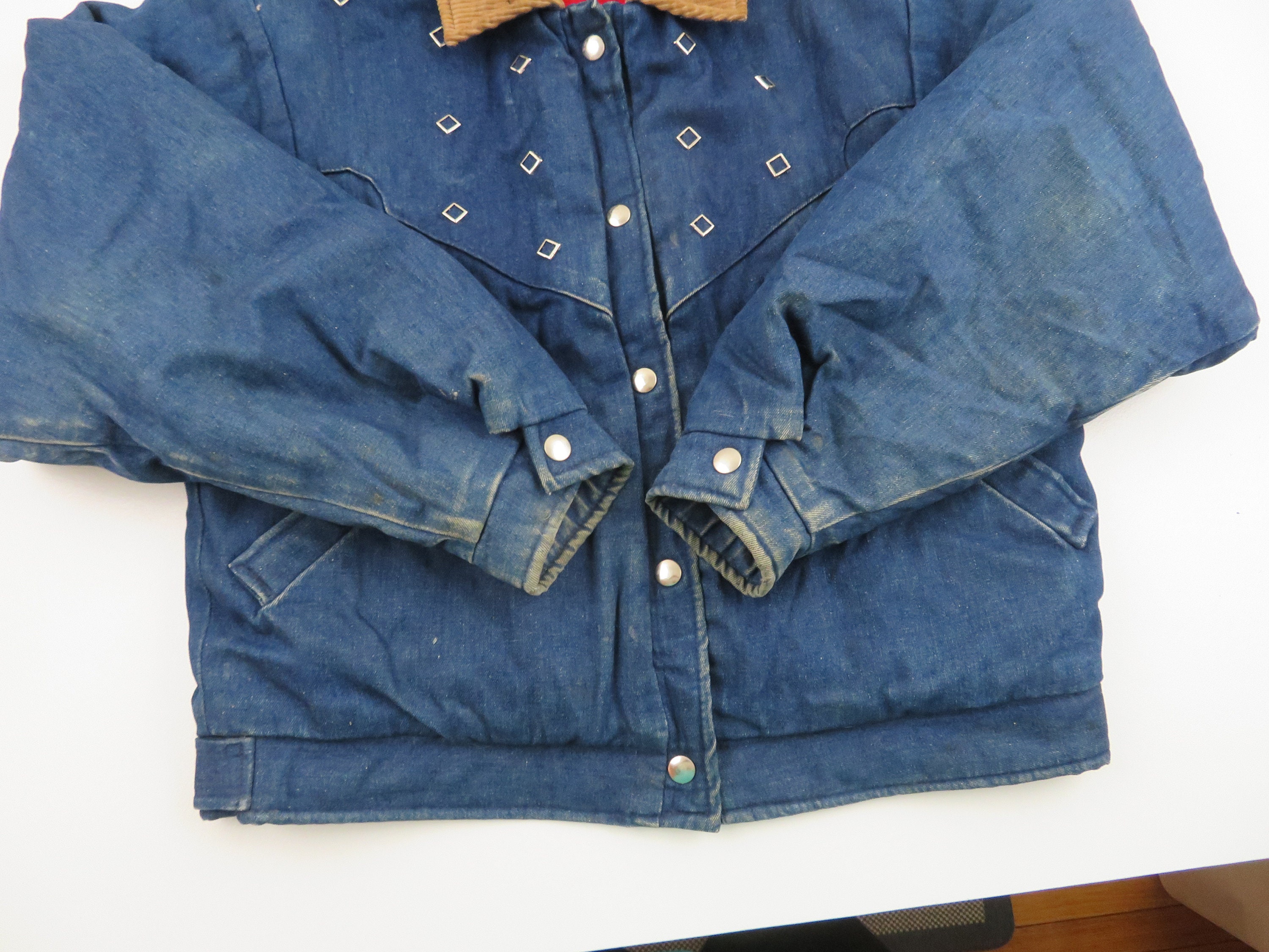Vintage 70s 80s Miller Western Womens Blue Denim Studded