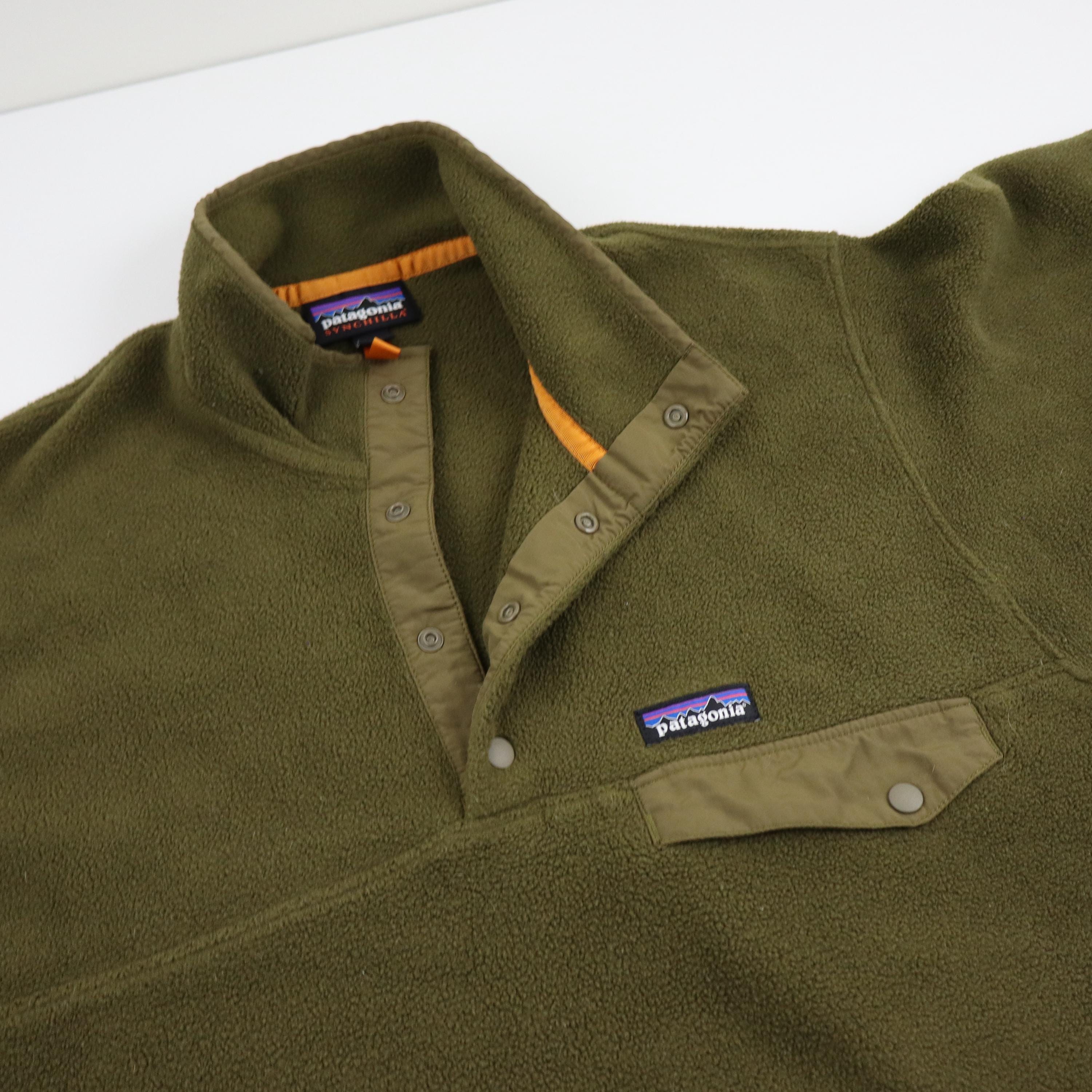 OneAuctionAtATime Vintage Y2K Patagonia Synchilla Fleece Snap T Alpha Green Mars Socom Pullover Jacket Coat Mens Small Military Army Sweater Retro Sweatshirt