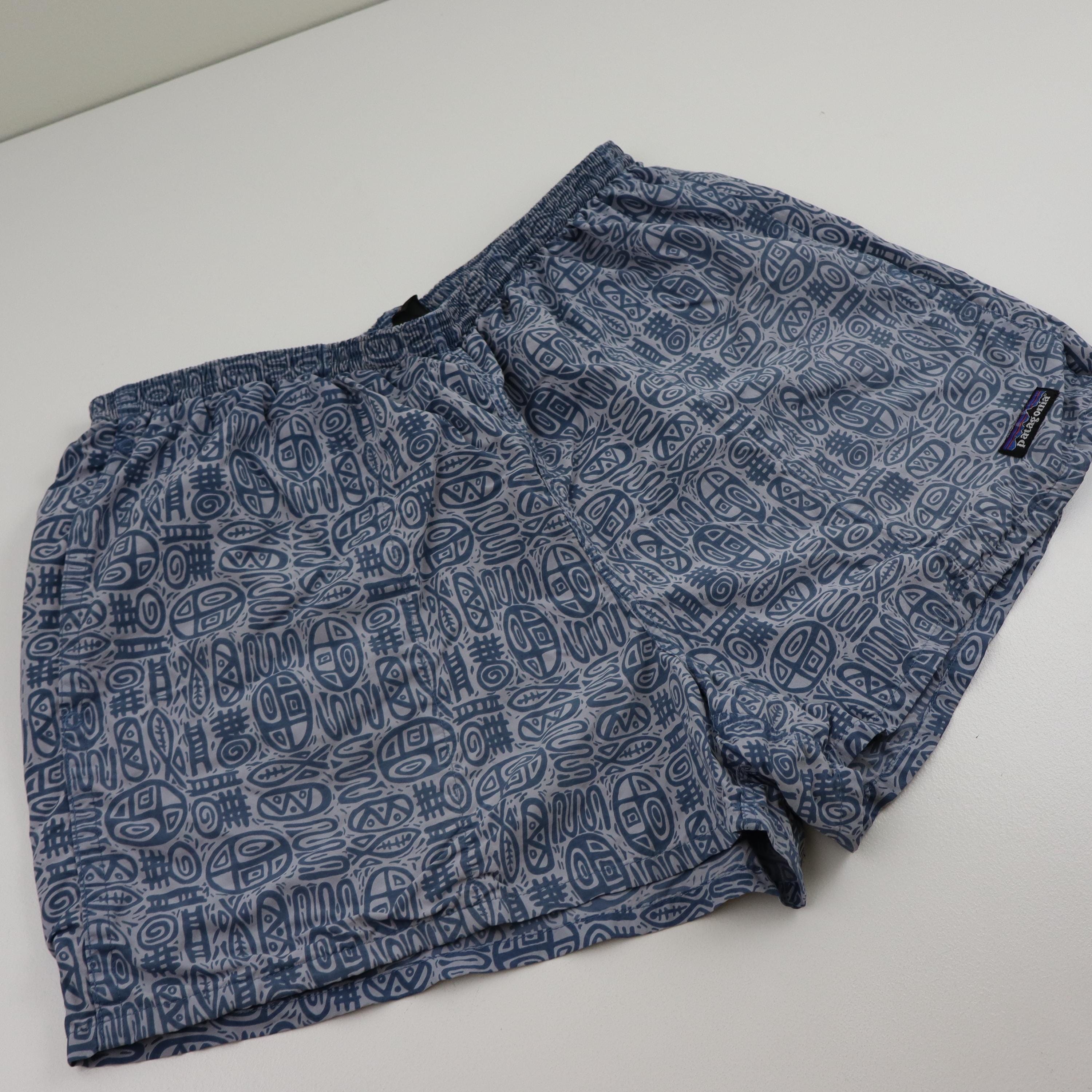 Vintage 90s Patagonia Nylon Aztec Tribal Fish Baggies 3.5