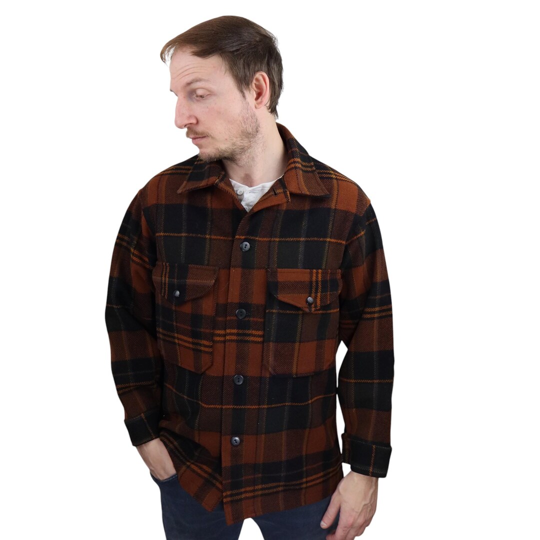 ジャケット・アウター 90s pendleton ombre check wool half coat PENDLETON] Vintage Ombre Check Heavy Wool Cruiser Jacket