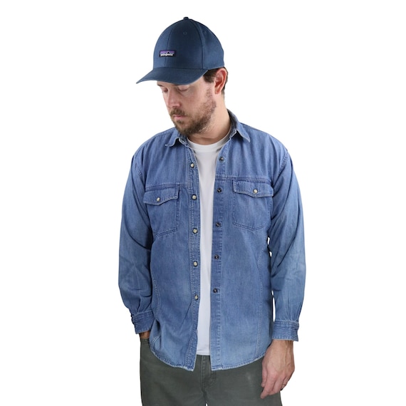 Vintage 90s Patagonia Denim Long Sleeve Pearl Snap Western Shirt