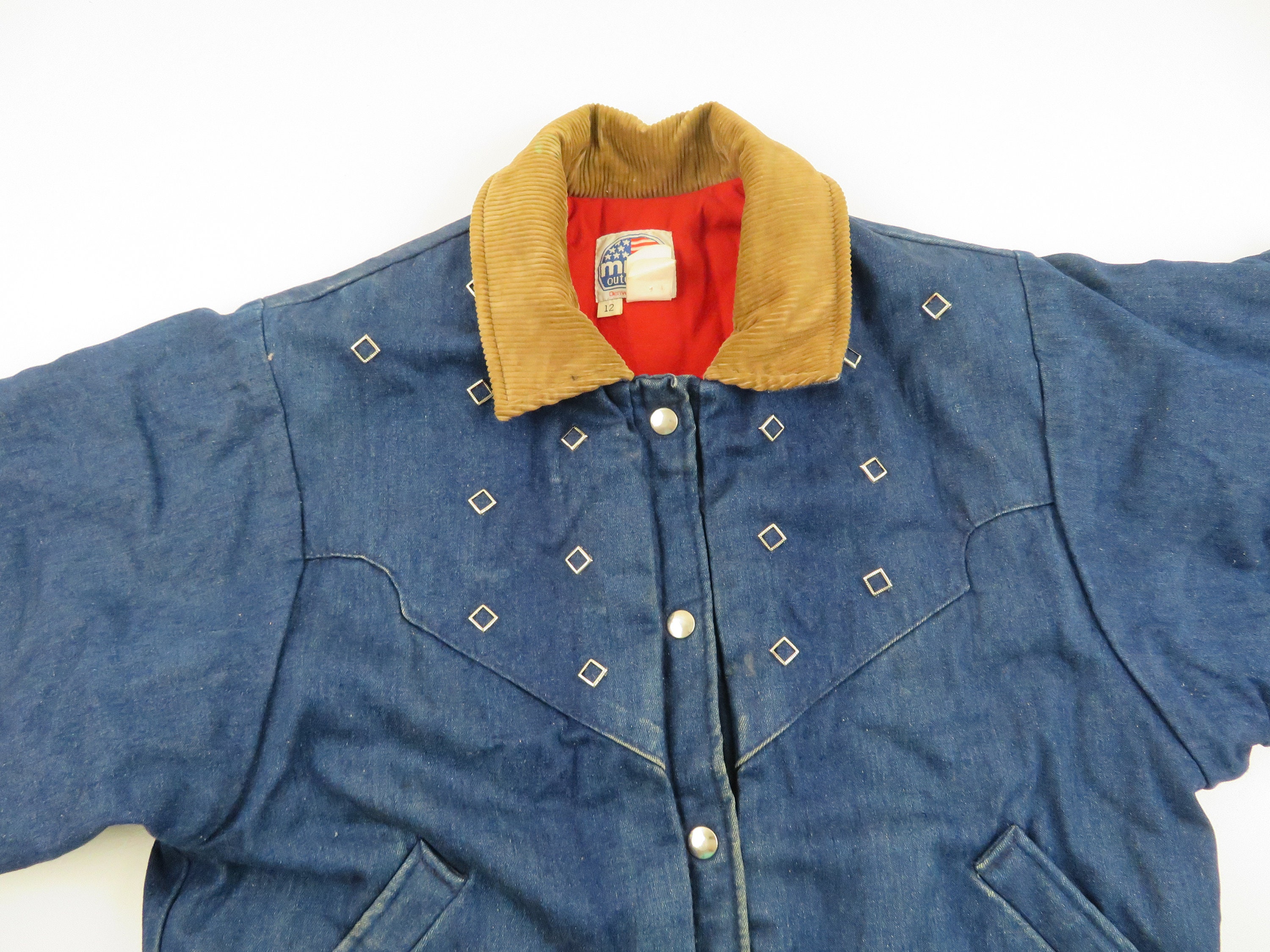 Vintage 70s 80s Miller Western Womens Blue Denim Studded