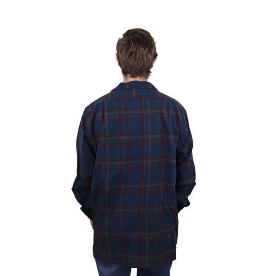 Vintage 70s Pendleton Ombre Shadow Plaid Virgin Wool Loop
