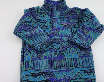 Kids Patagonia M 10 Multi Colored 1/3 Snap Pullover Fleece