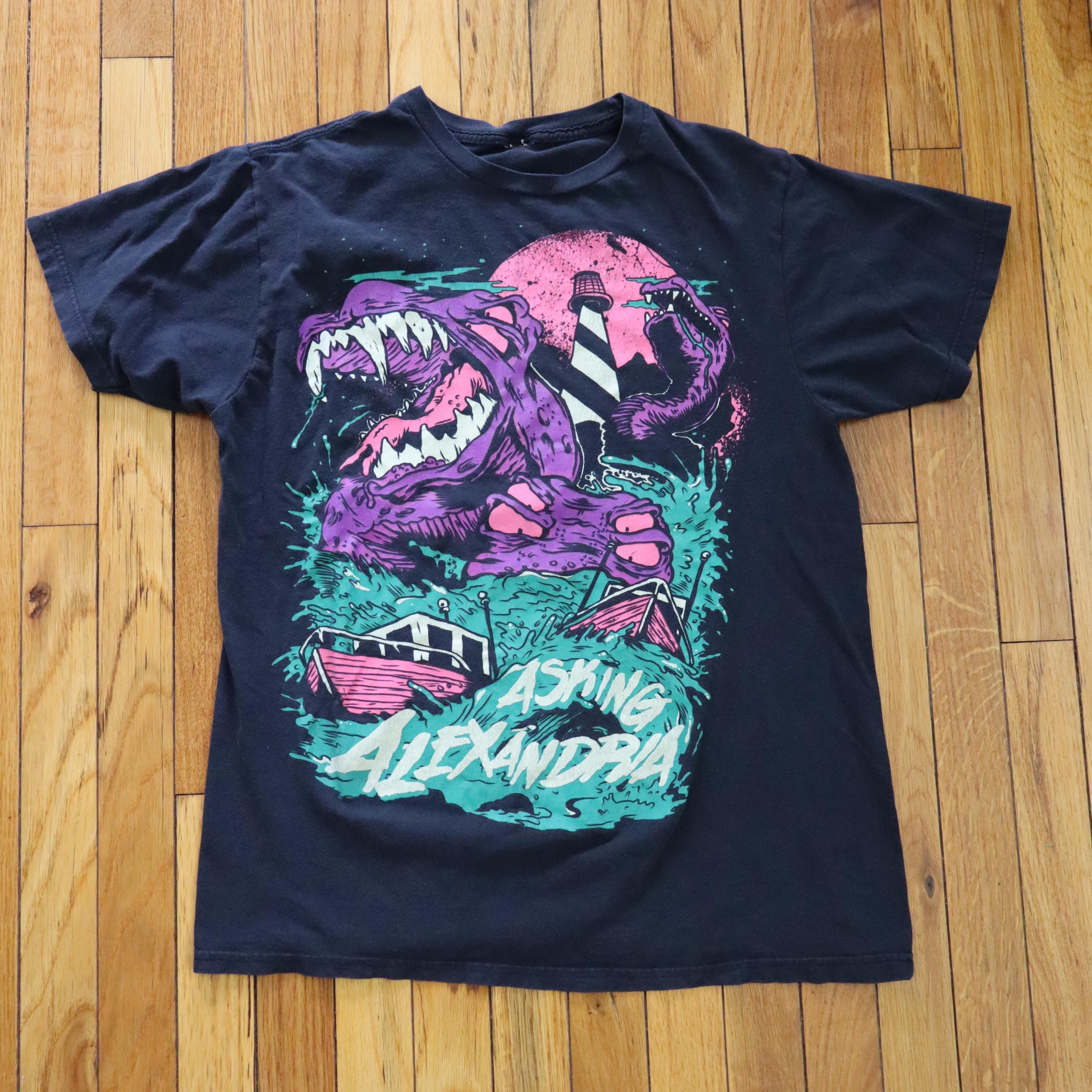 Vintage Asking Alexandria Band T Shirt Medium Purple Monster Emo T